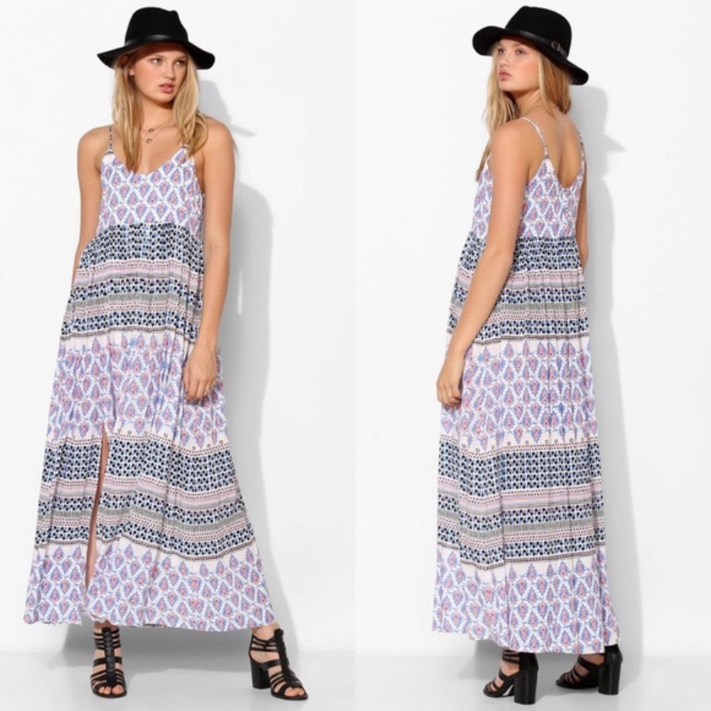 UO Somedays Lovin’ Meadow Block-Print Maxi Dress